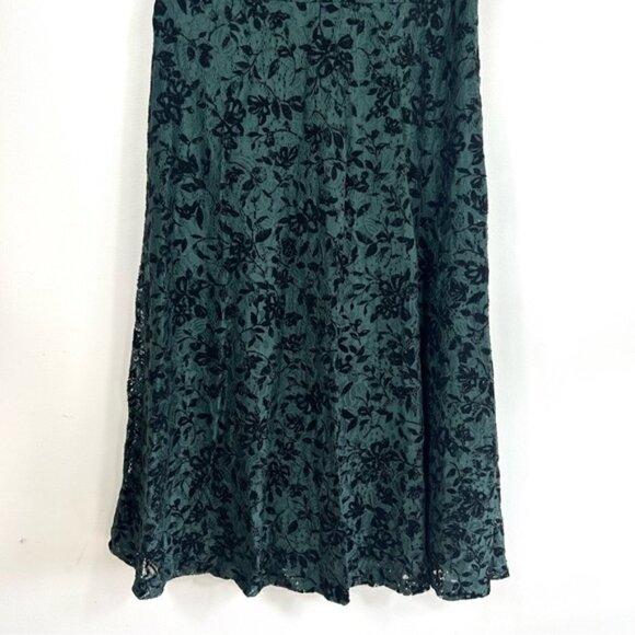 RALPH Lauren Black Label Floral Green Black Velvet Dress Size 12 - Picture 5 of 6